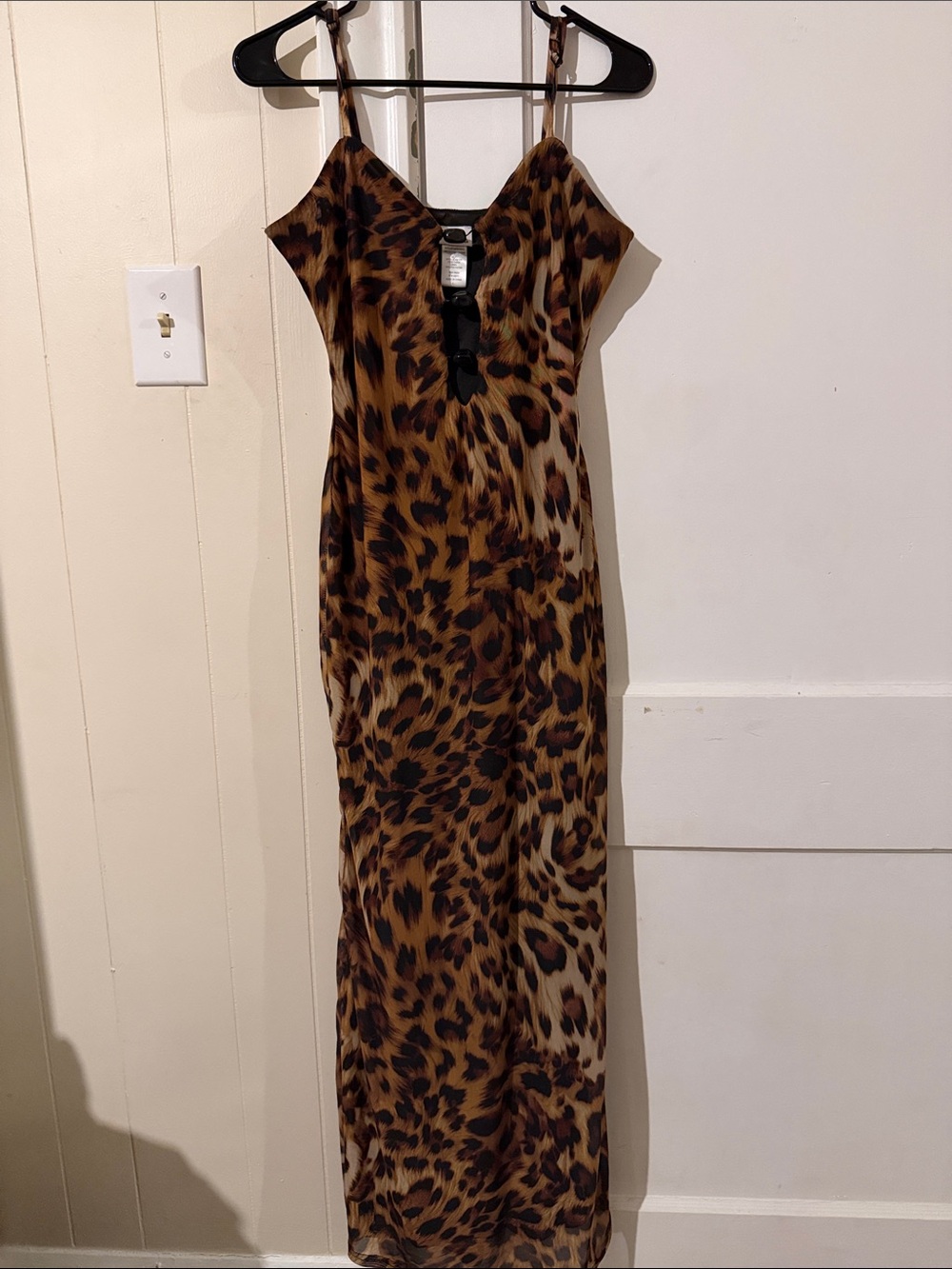 Leopard Print Slip Dress in Brown